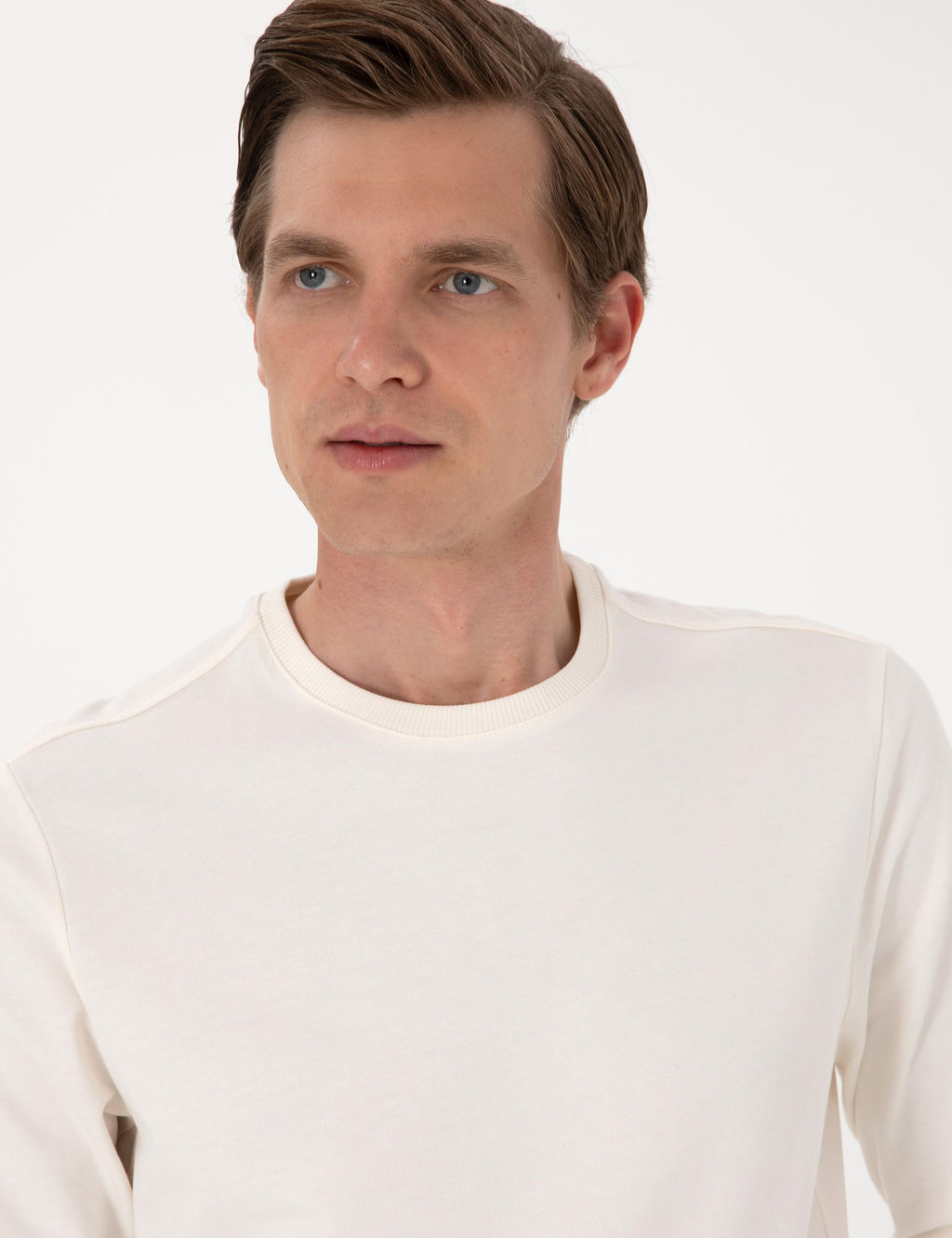 Ekru 2 _plik Regular Fit Bisiklet Yaka Basic Sweatshirt - Pierre cardin фото 2