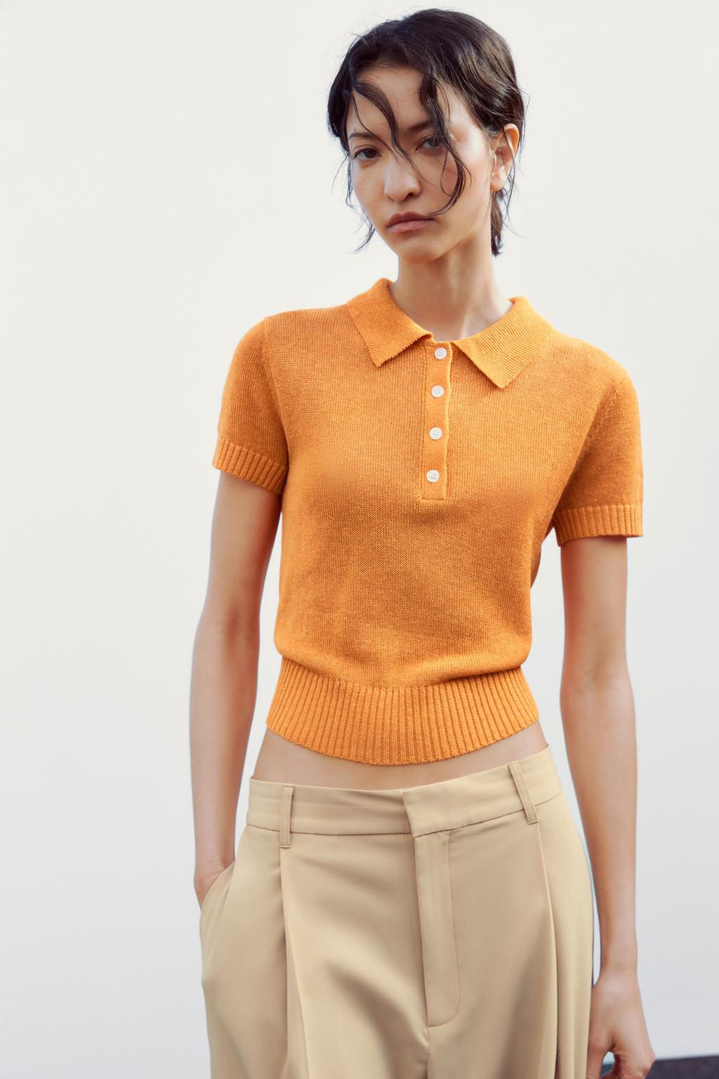 PLAIN KNIT POLO TOP - Zara фото 11