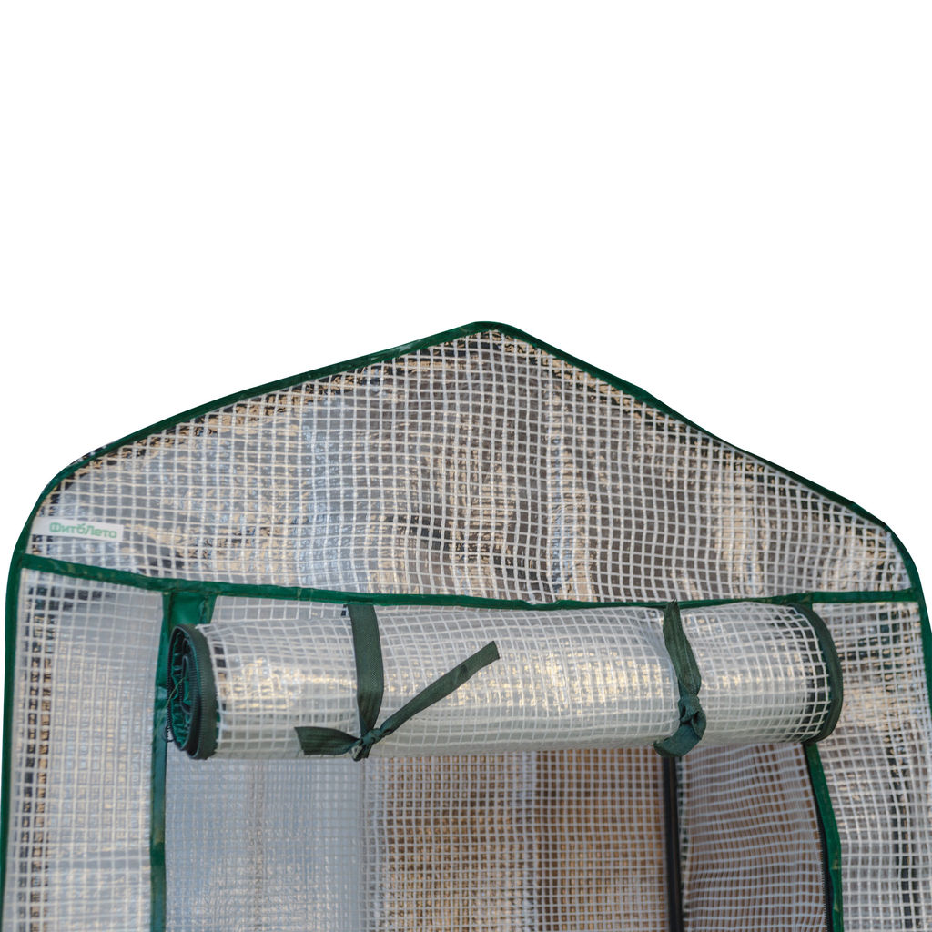 UGH-R10 H125 GREEN/WHITE Парник-стеллаж для рассады, 3 полки, 60x40x125см. Металлическая труба в ПВХ, цвет зеленый. Тент из армированного полиэтилена 135г/м2, цвет сетки белый. TM ФитоЛето