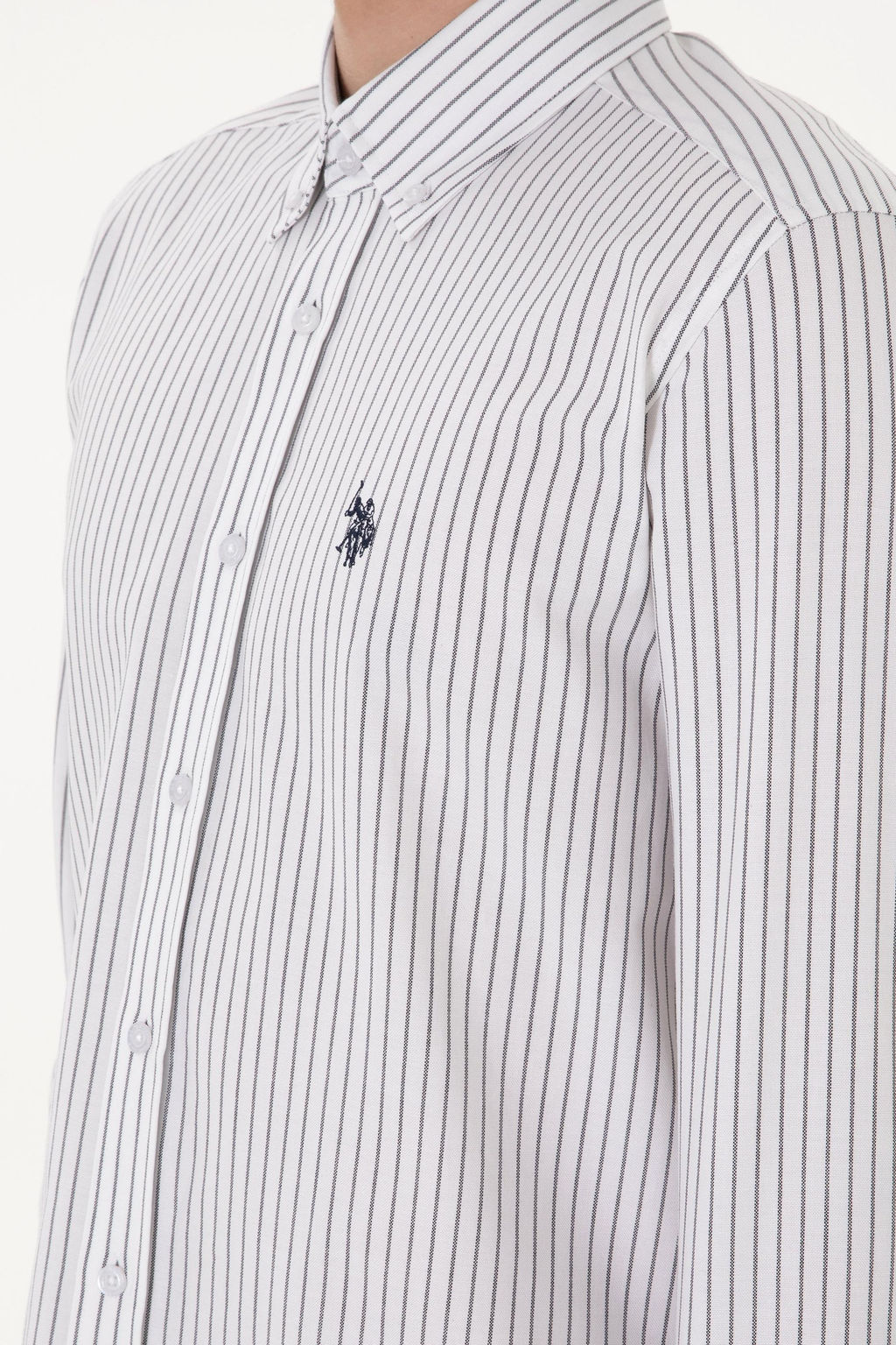 Erkek Gri _izgili Beyaz G_mlek Sepette S_rpriz _ndirim - U.s. polo assn фото 7