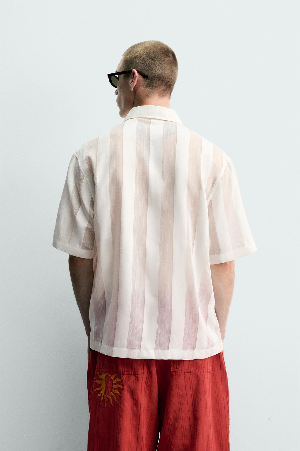 CAMISA JACQUARD RAYAS BORDADO / Blanco - Zara фото 3