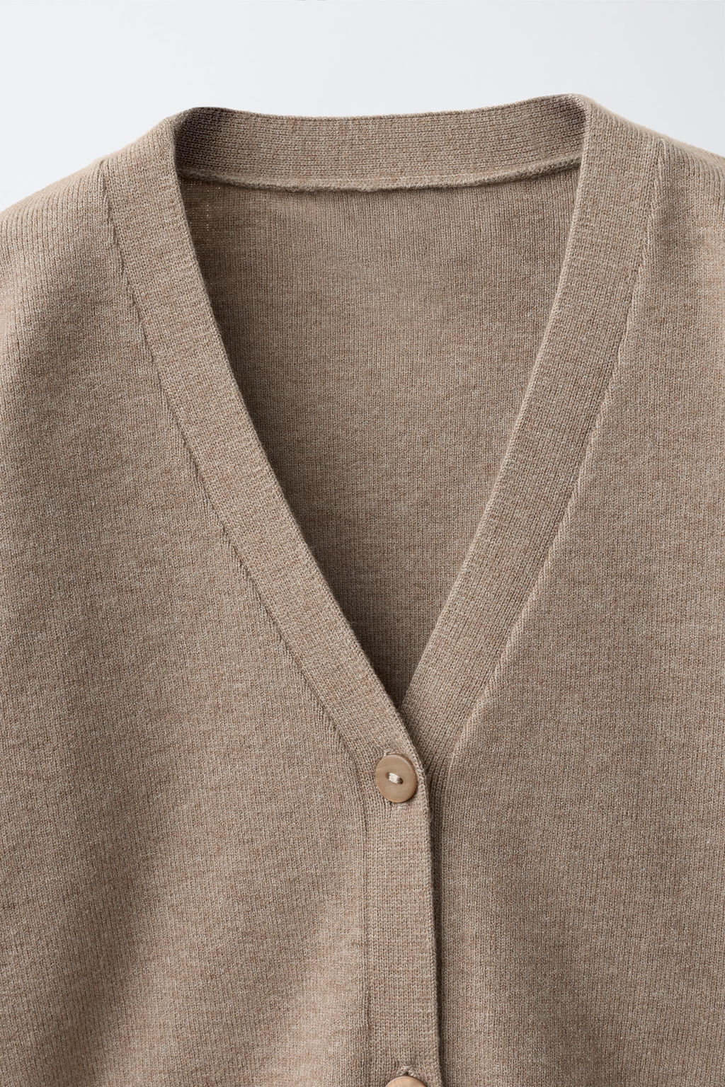 CHAQUETA PUNTO CUELLO PICO / Tostado - Zara фото 3