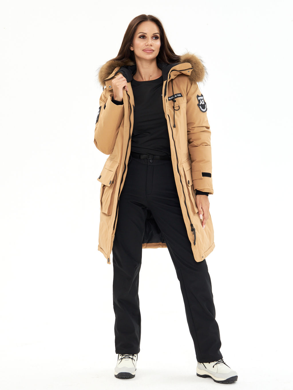 Женская зимняя мембранная парка с натуральным мехом Alpha Endless Frozen Metropolis_19 Крем-брюле  фото 11