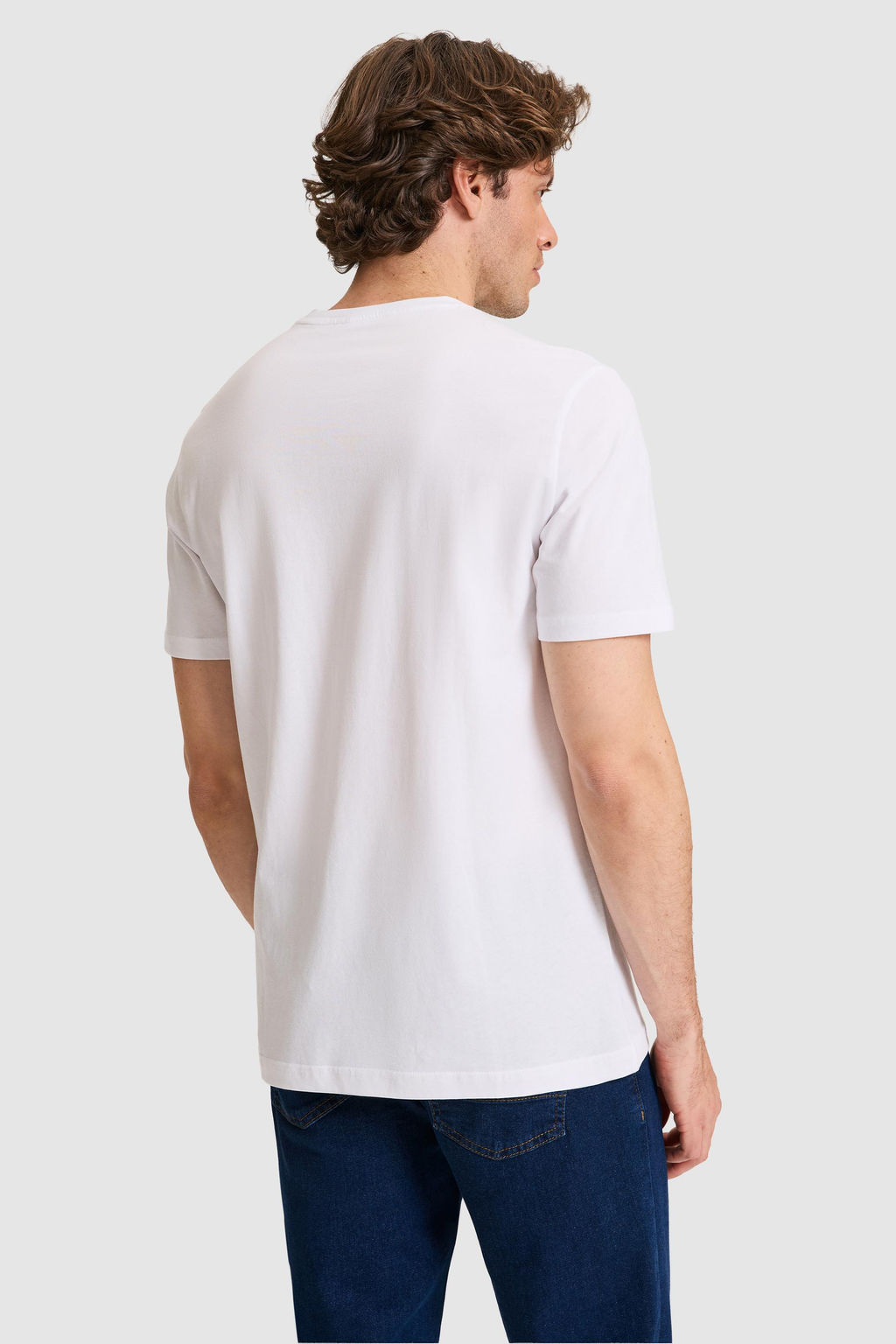 Erkek Regular Fit Bisiklet Yaka Beyaz Ti__rt