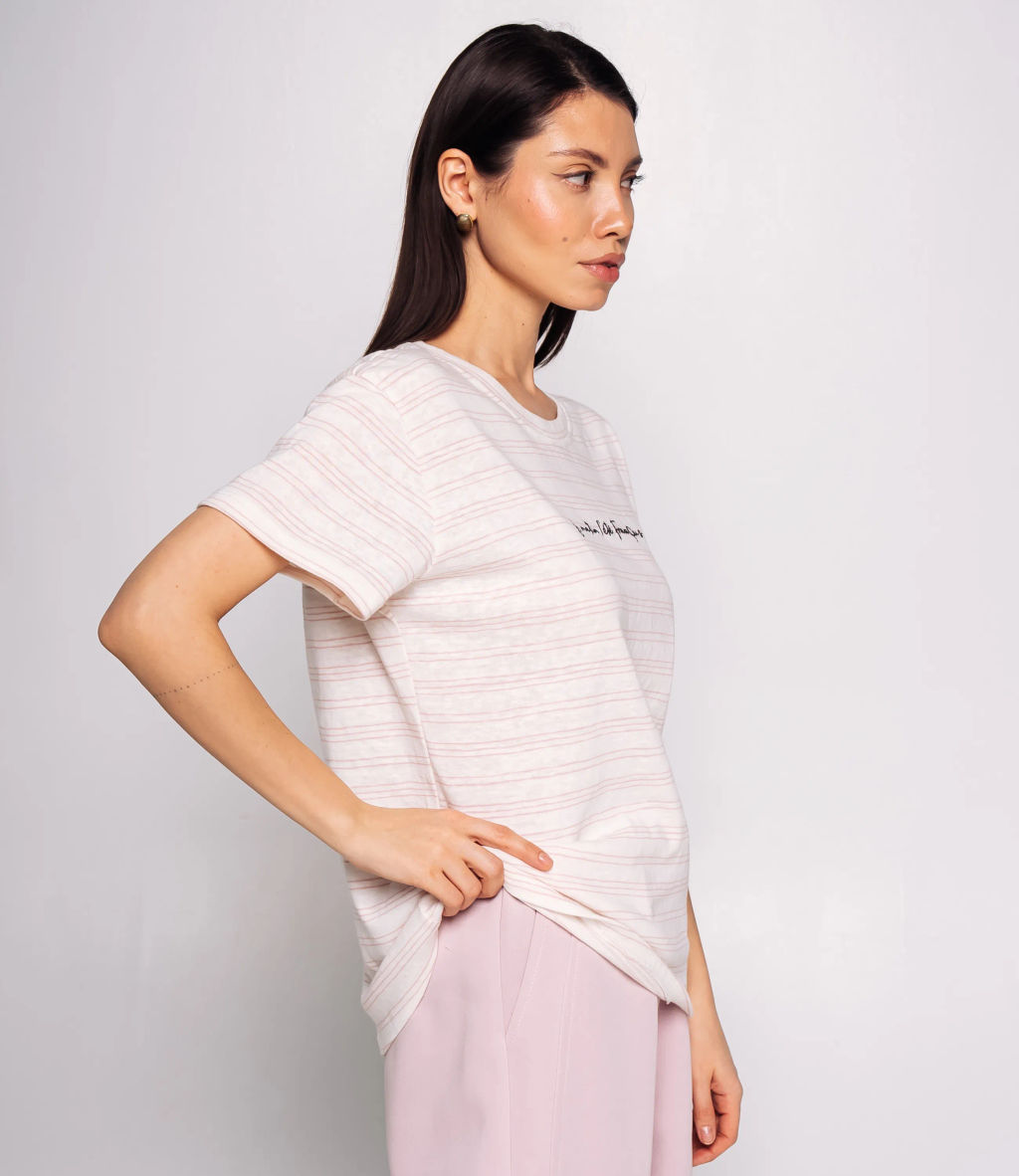 Футболка #КТ9102 (1), розовый, белый