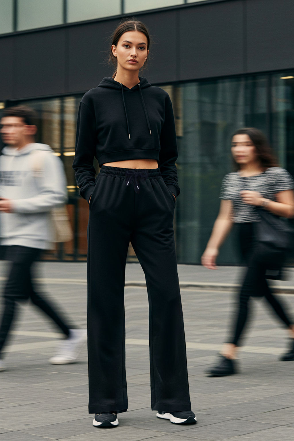 Siyah Pamuklu Genis Paca Ince Orme Spor Esofman Alt? TWOAW22EA0053