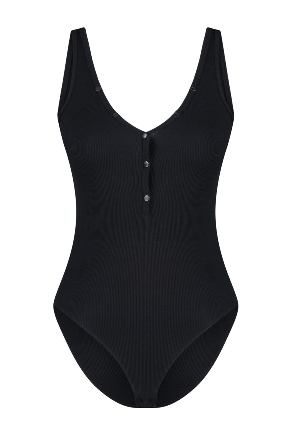 Siyah Fitted/Vucuda Oturan V Yaka Fitilli Esnek C?tc?tl? Orme Body TWOSS24BD00032