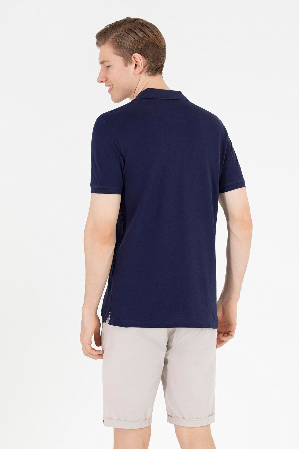 U. S. Polo Assn Мужская темно-синяя базовая футболка с воротником-поло - U.s. polo assn фото 5