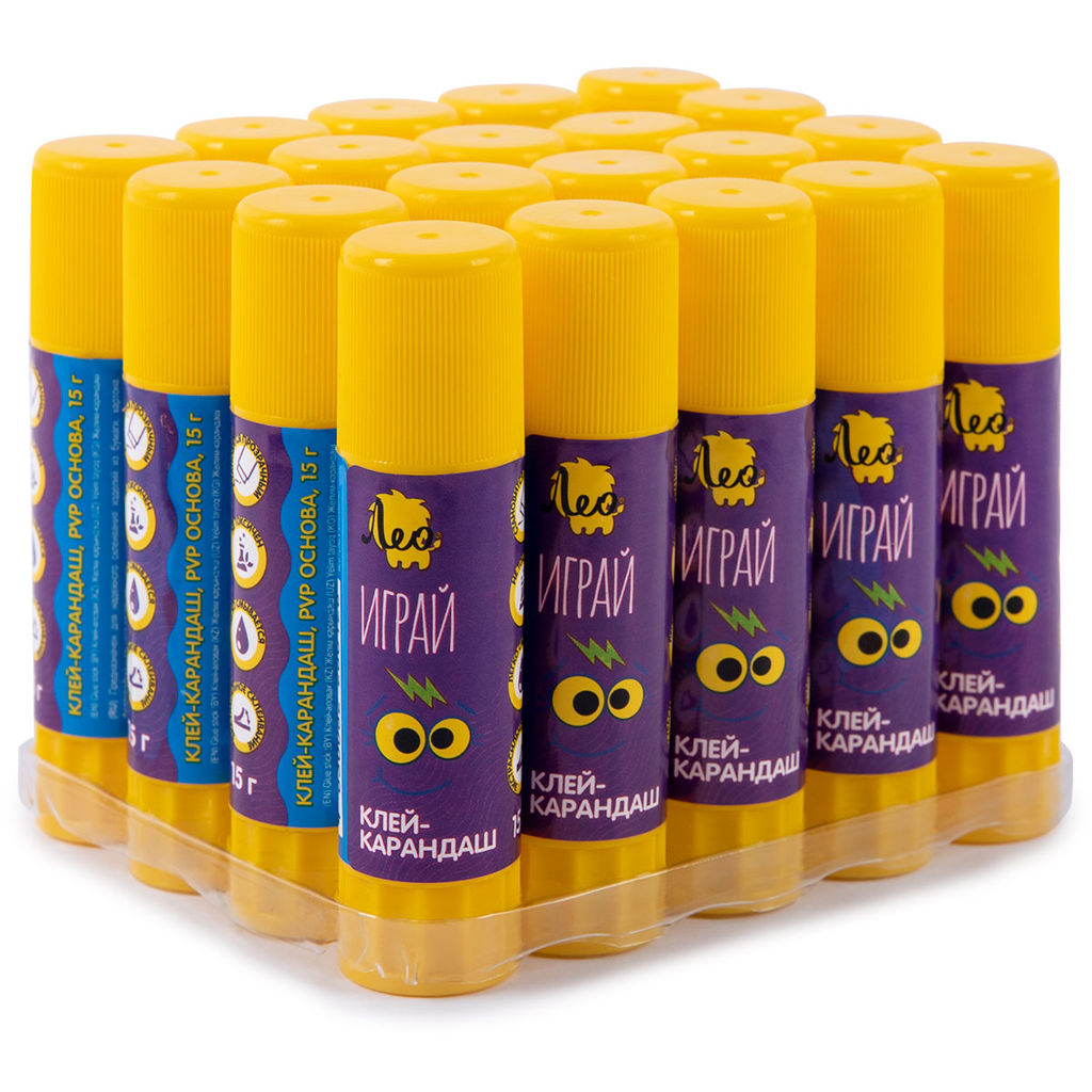 Лео Играй Клей-карандаш прозрачный PVP LPGS-15 20 шт х 15 г