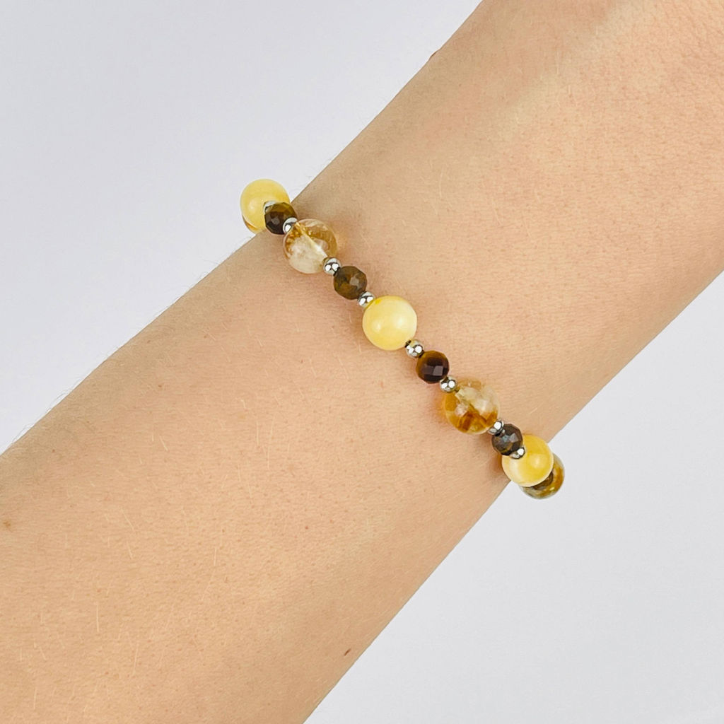 Браслет (Манипура) регулируемый из Цитрина, Кальцита и Тигрового глаза - Радуга самоцветов фото 2