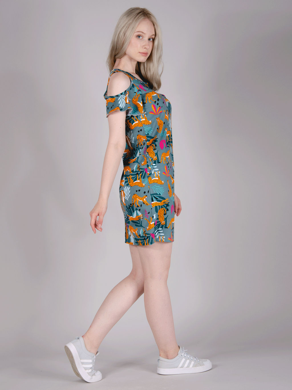 Платье "Волан" леопард, трикотаж