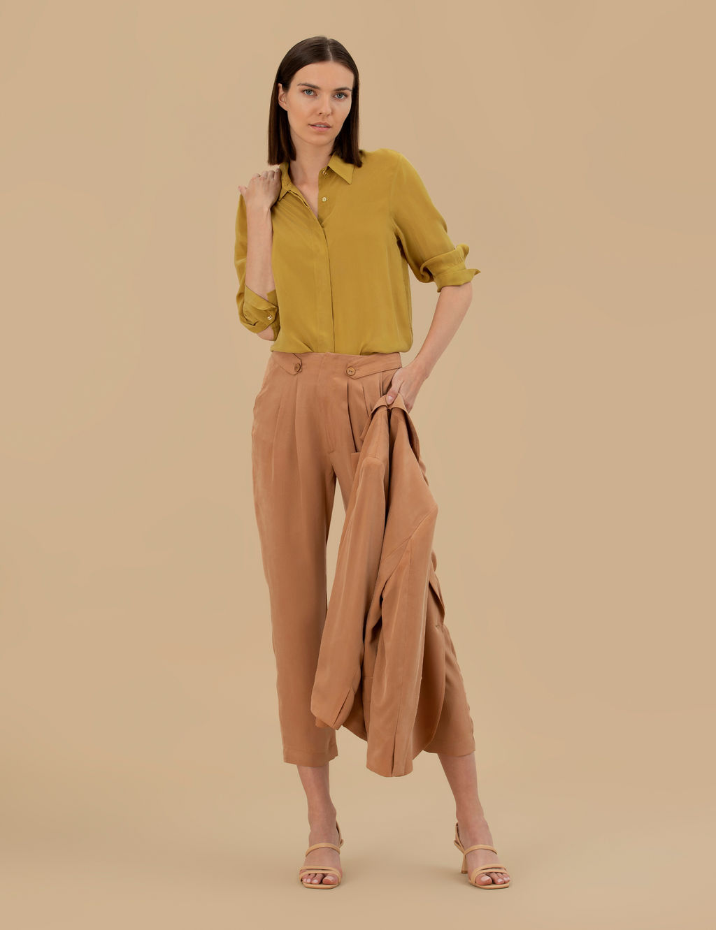 Ye_il Cupro Comfort Fit Uzun Kollu G_mlek