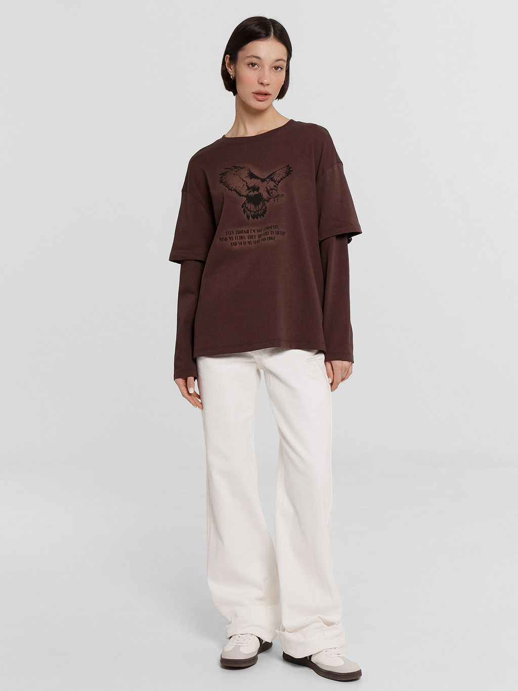 Джемпер женский коричневый с принтом шоколадное мартини +печать 122988