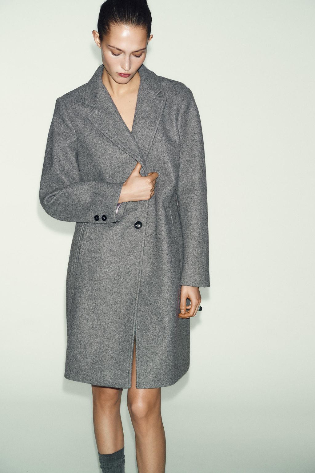 ABRIGO HOMBRERAS SOFT / Gris - Zara фото 2