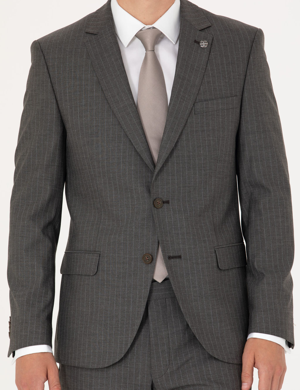 Kahverengi _izgili Ex.Slim Fit Tak_m Elbise