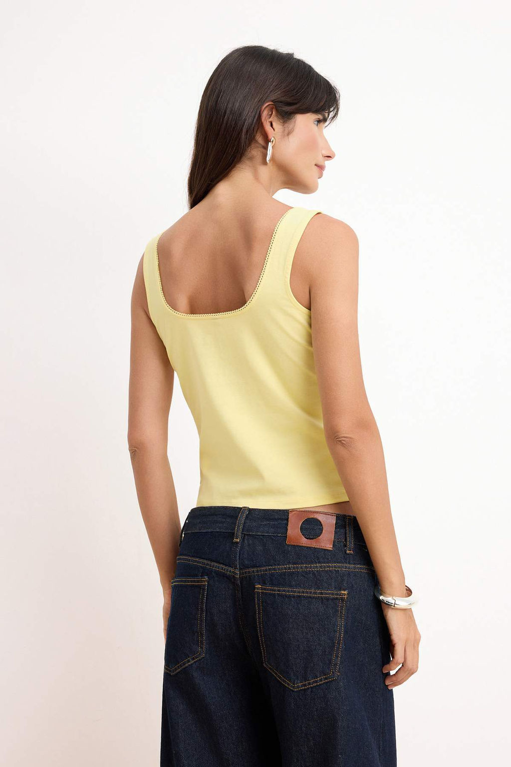 Kiremit Fitted/Vucuda Oturan Kare Yaka Kal?n Ask?l? Kolsuz Pamuklu Esnek Orme Atlet TWOSS26AL00030 - Trendyolmilla фото 8
