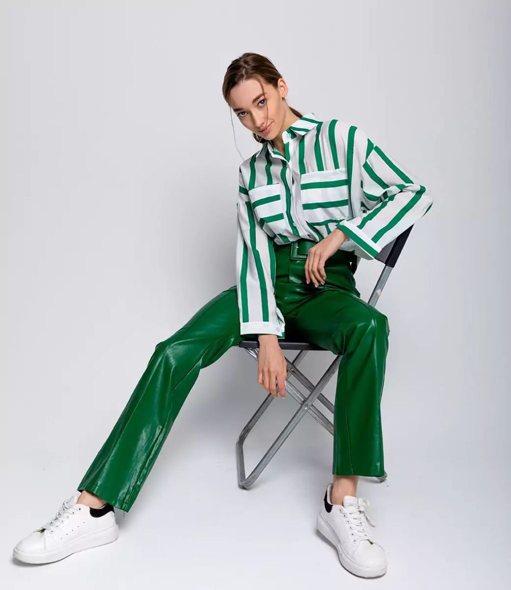 Рубашка #КТ21020 (1), зелёный - Dommod фото 2