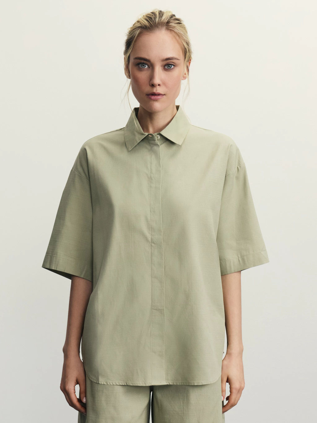 Рубашка прямого кроя из хлопка / Zarina  фото 3