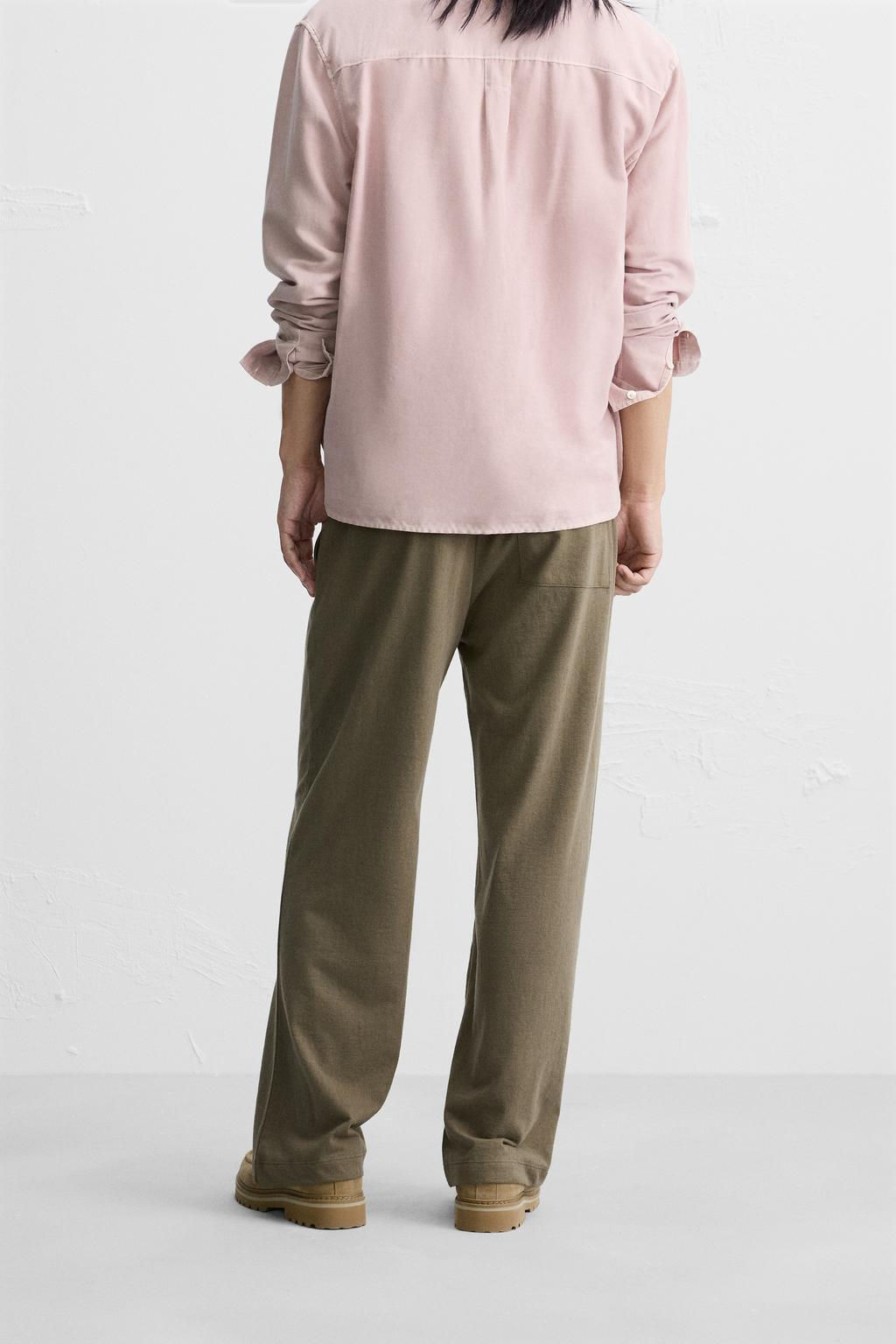 RUSTIC TEXTURED WEAVE TROUSERS - Zara фото 3