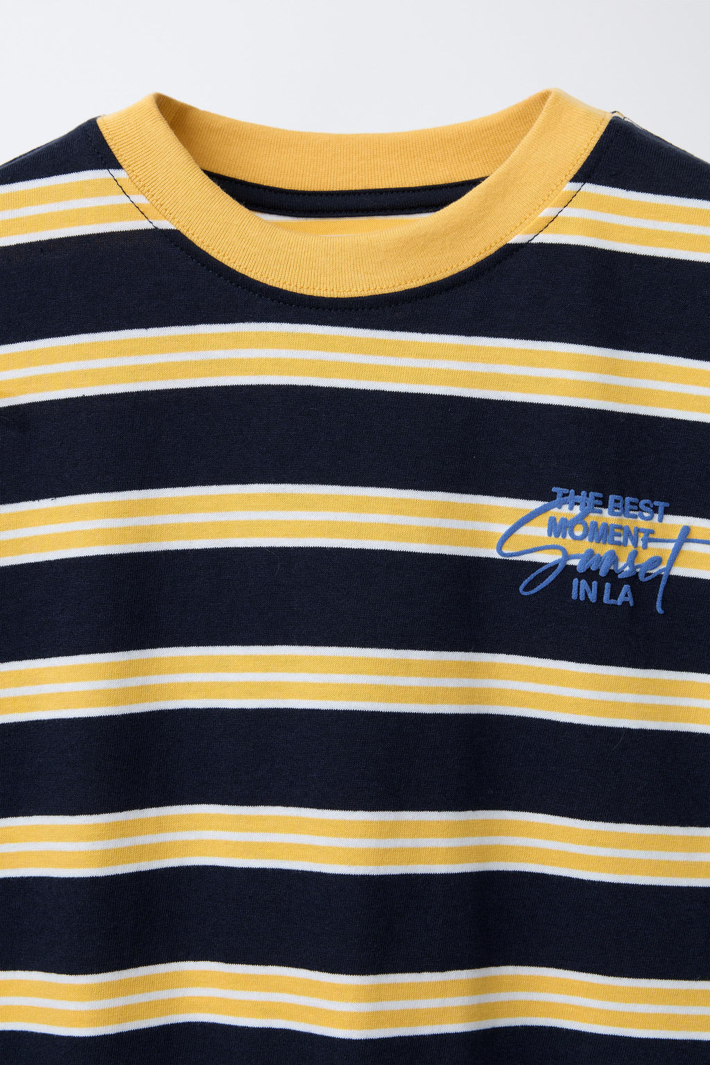 STRIPED T-SHIRT WITH EMBROIDERED SLOGAN - Zara фото 3