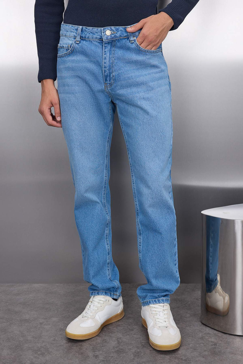 TRENDYOL MAN Mavi %100 Pamuk Straight Fit Jeans TMNAW23JE00011 - Trendyolmilla фото 3