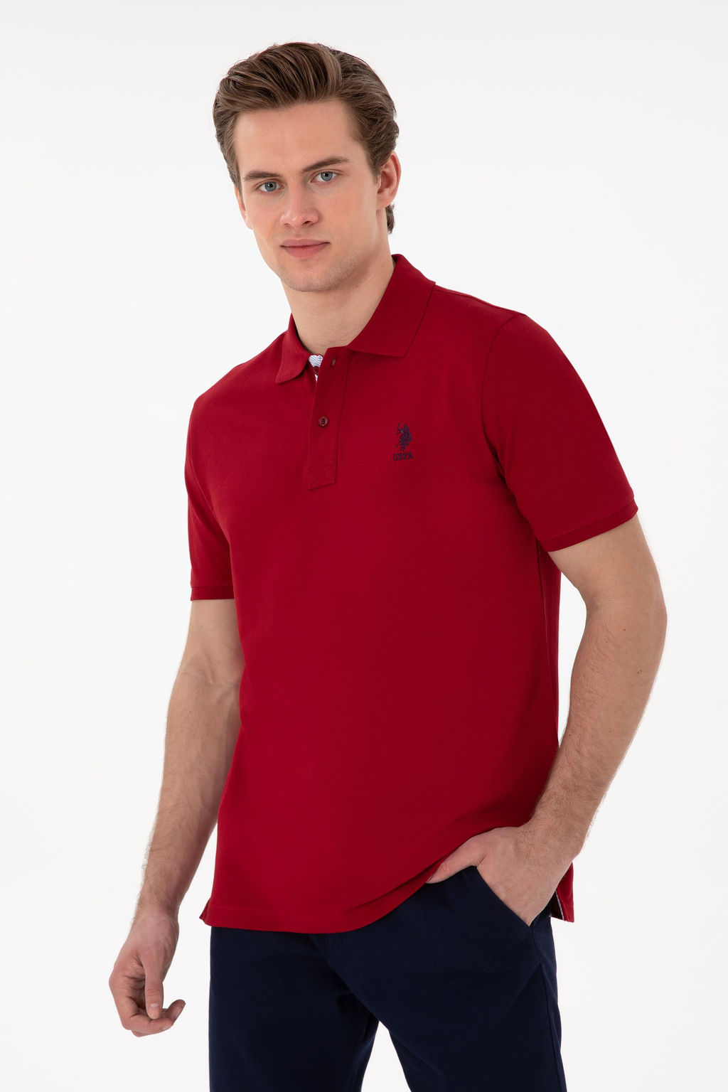 Erkek Regular Fit Polo Yaka Bordo Basic Ti__rt Sepette S_rpriz _ndirim