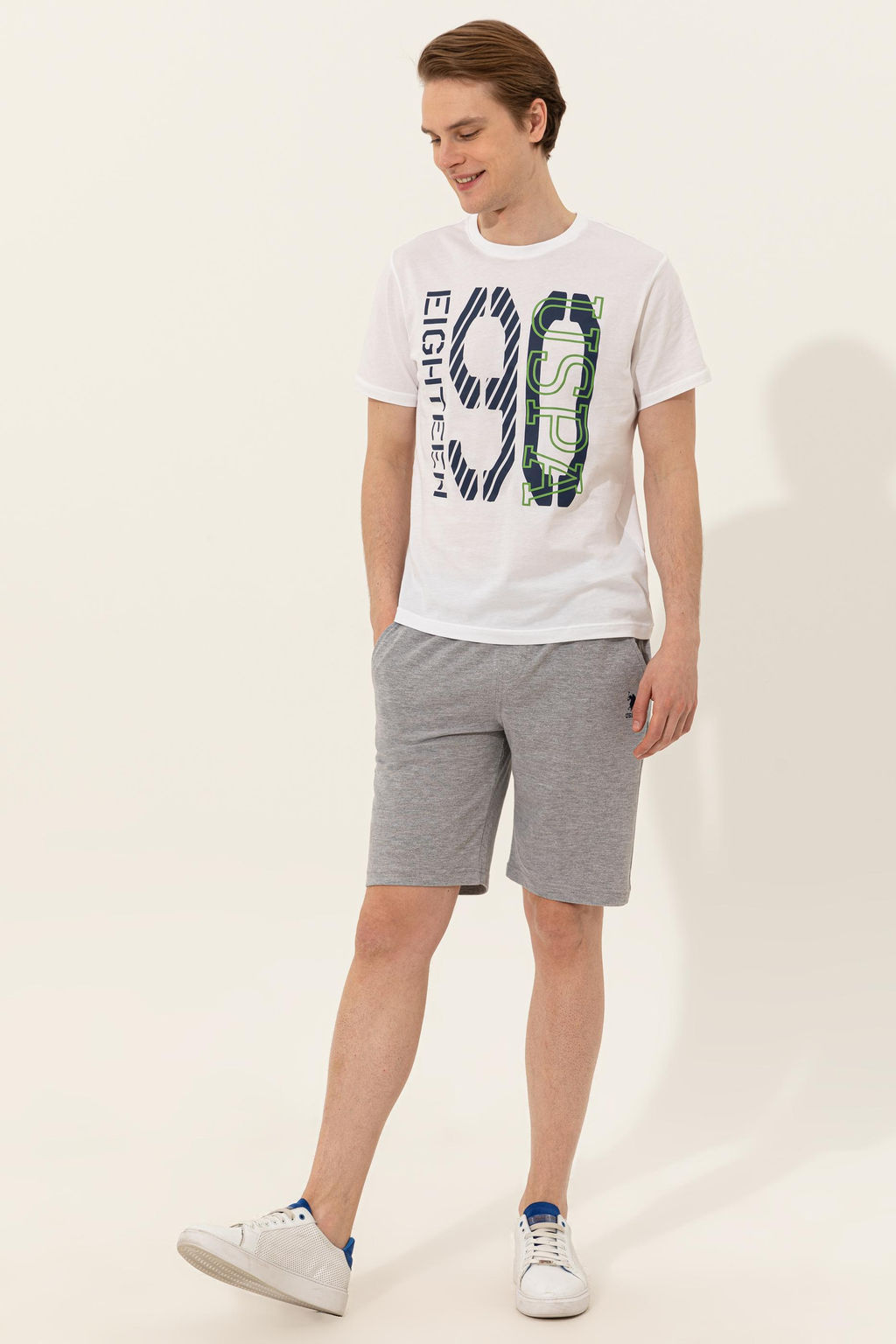 Мужские серые меланжевые вязаные шорты Неожиданная скидка в корзине - U.s. polo assn фото 3