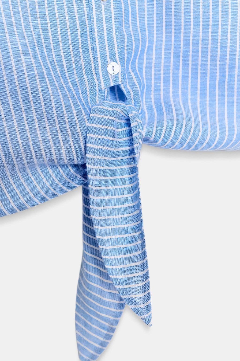 CAMISA NUDO CON LINO / Azul / Blanco - Zara фото 9
