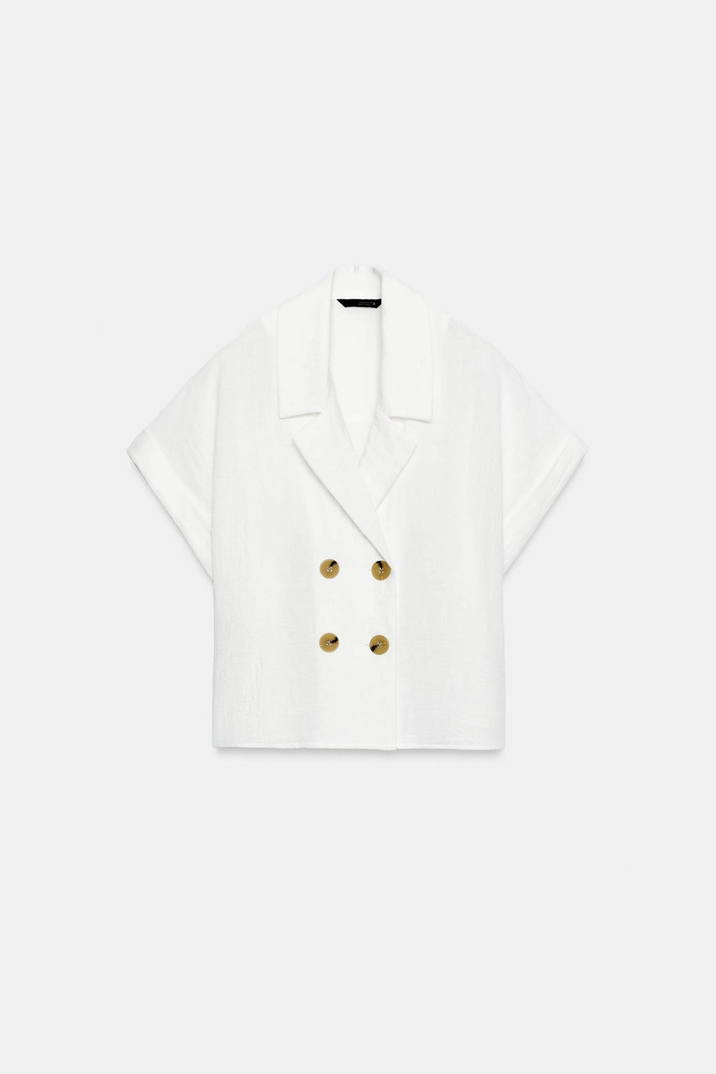 CAMISA CRUZADA MANGA CORTA / Blanco