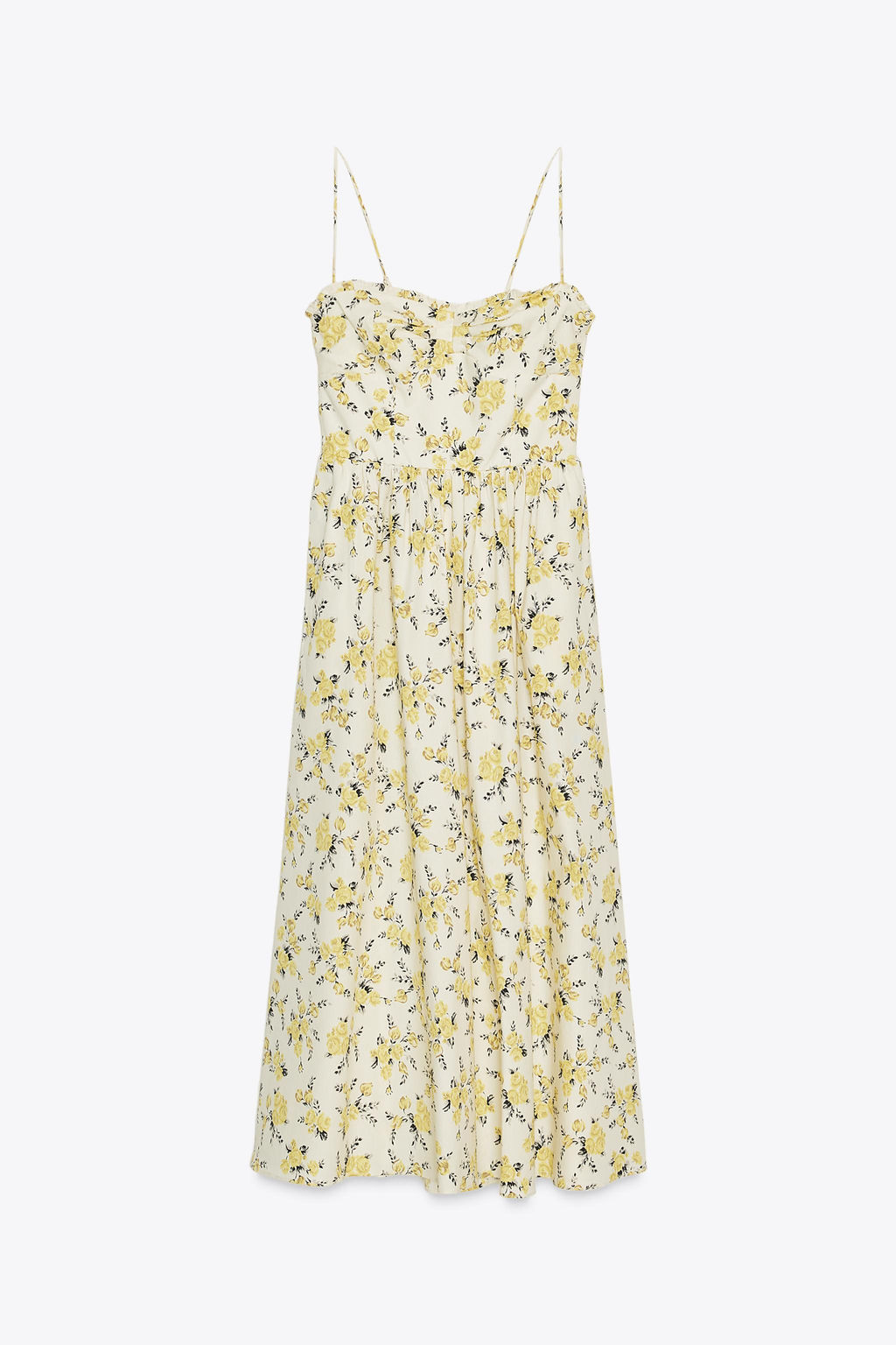 FLORAL PRINT POPLIN MIDI DRESS - Zara фото 6