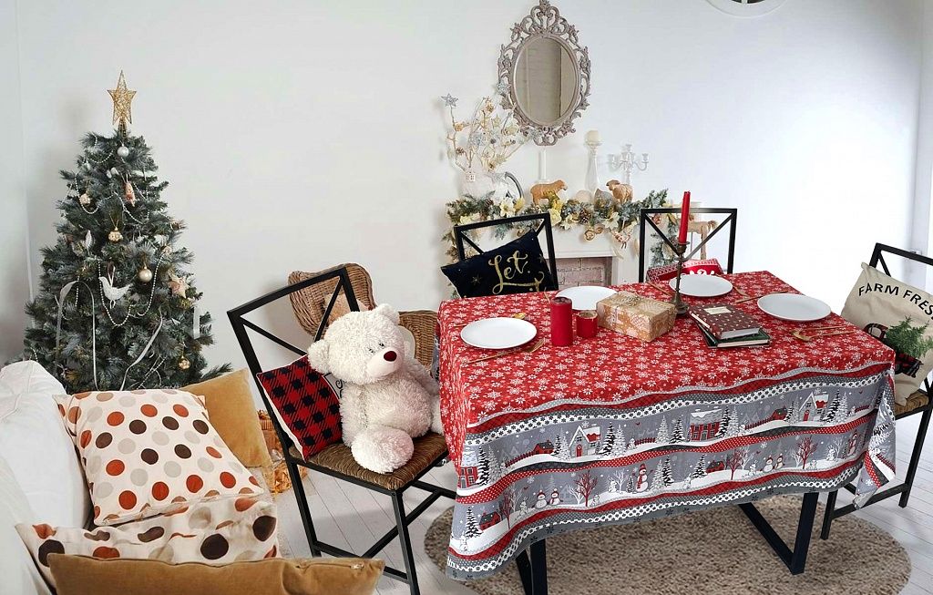 Скатерть из рогожки Нарядная Сказка Бордо 150х180 - Амавес-текстиль фото 2