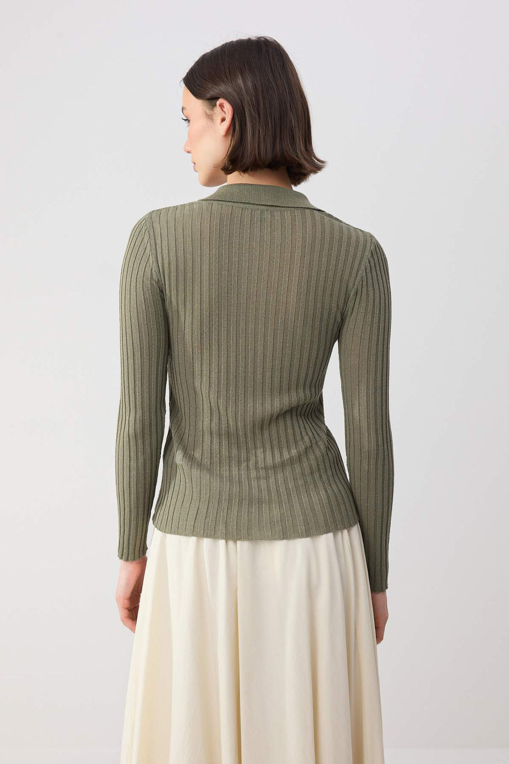 Wardrobe Essentials Kiremit Fitilli Polo Yaka Ince Triko Kazak TWOSS26KZ00004 - Trendyolmilla фото 10