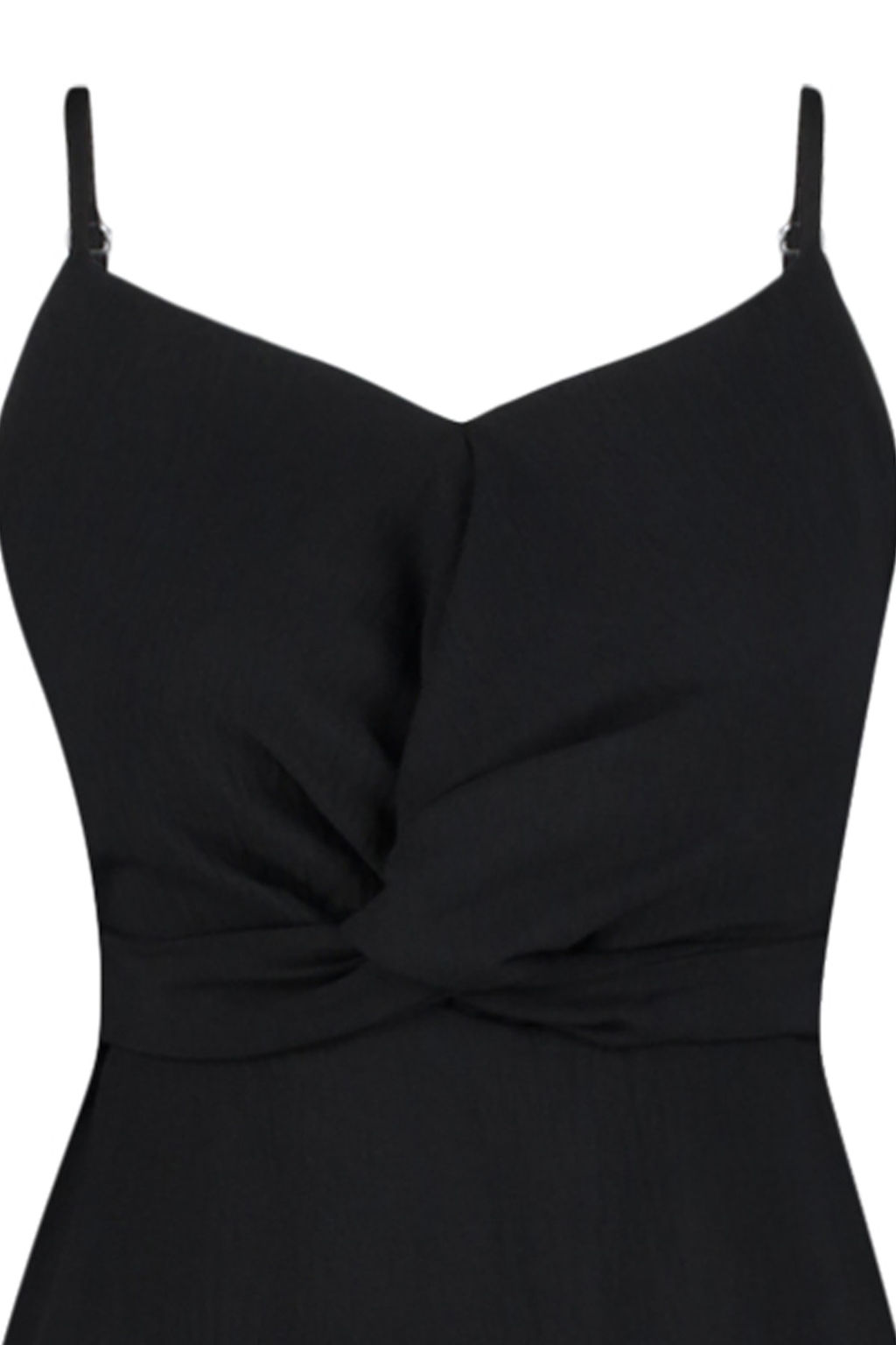 TRENDYOLMILLA Siyah A Kesim Ask?l? Gogus Detayl? Midi Dokuma Elbise TWOSS23EL02057