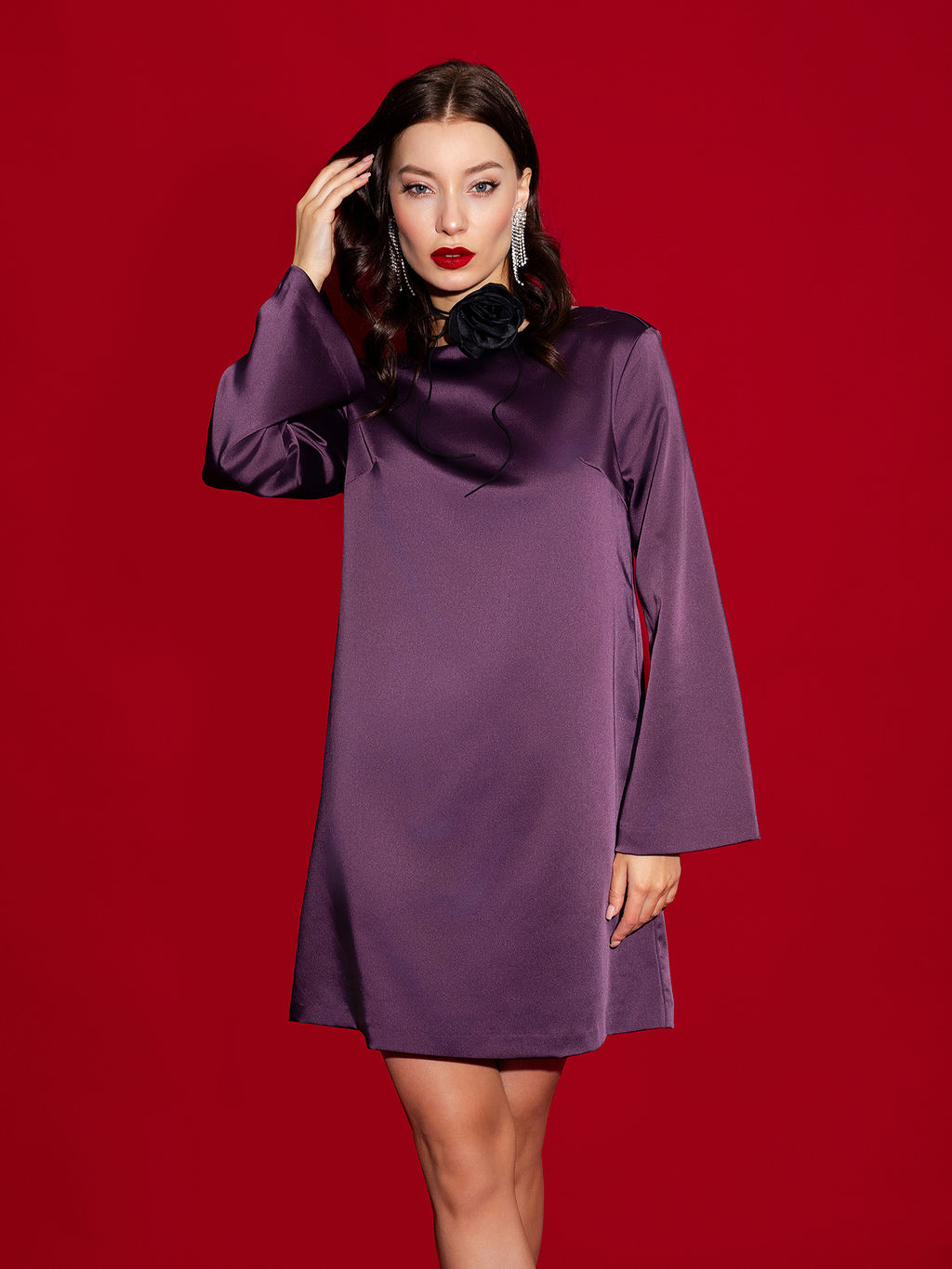 Платье женское мини в сливово-фиолетовом оттенке - Mark formelle фото 7