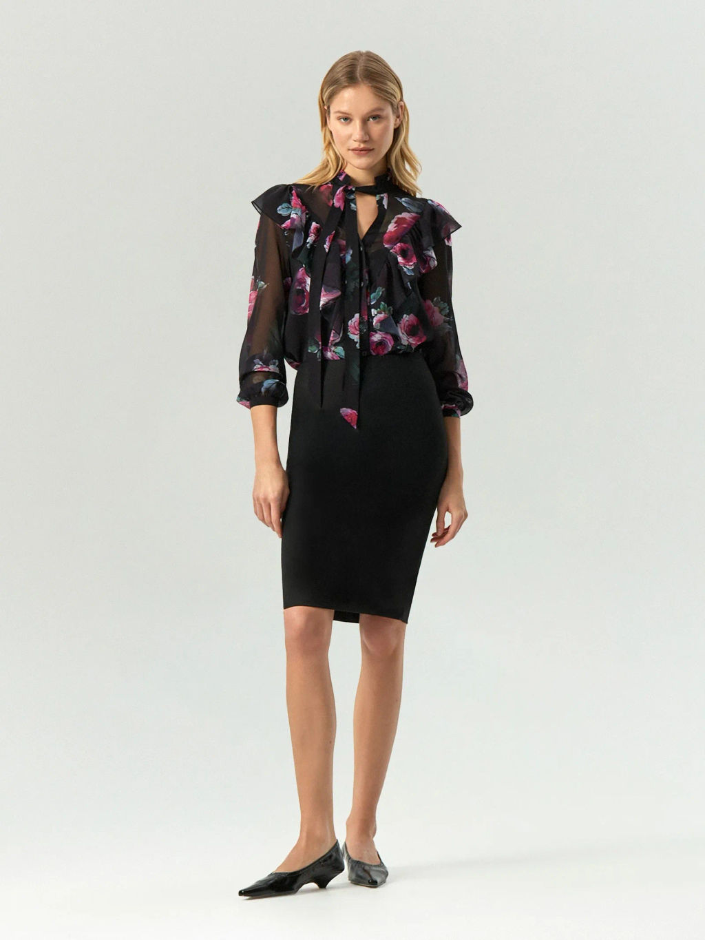 ЕМКА / Рубашка из шифона с цветочным принтом - Emka фото 3