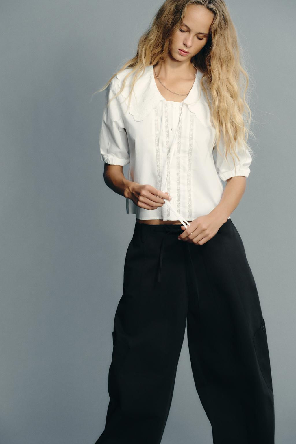EMBROIDERED PETER PAN COLLAR SHIRT - Zara фото 4