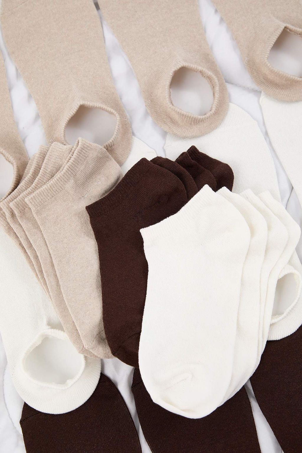 Kahverengi-Cok Renkli 12li Paket Soket Boy Orme Corap TEDAW25CO00002