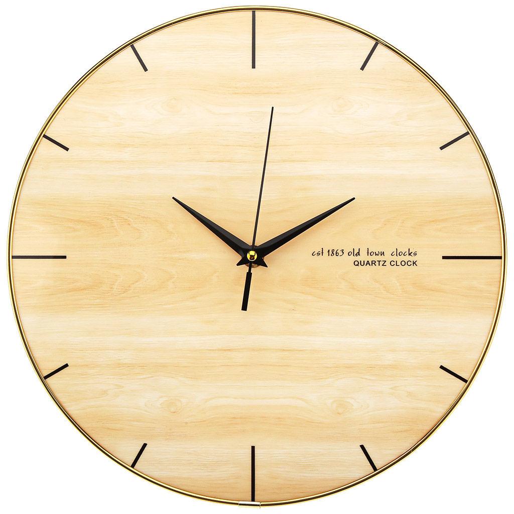 Часы настенные "Дерево светлое" д30х2,7см, мягкий ход, циферблат фотопечать, МДФ с золотой окантовкой, без стекла, в коробке (Китай)