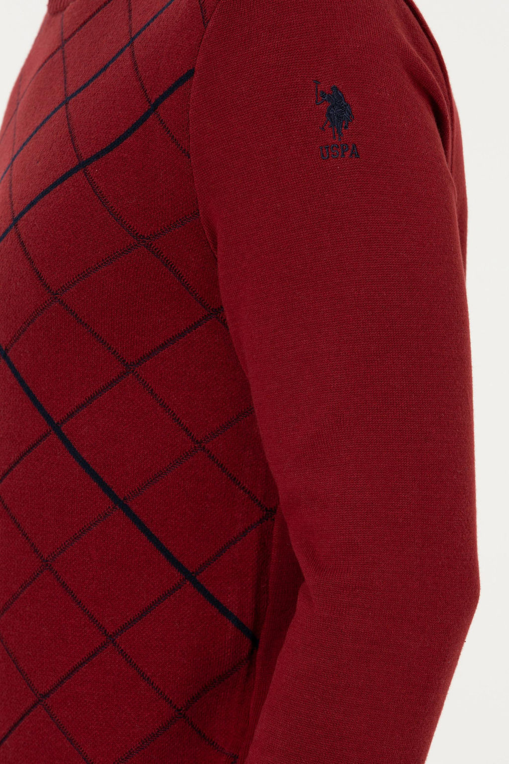 Мужской вязаный свитер вишневого цвета - U.s. polo assn фото 21