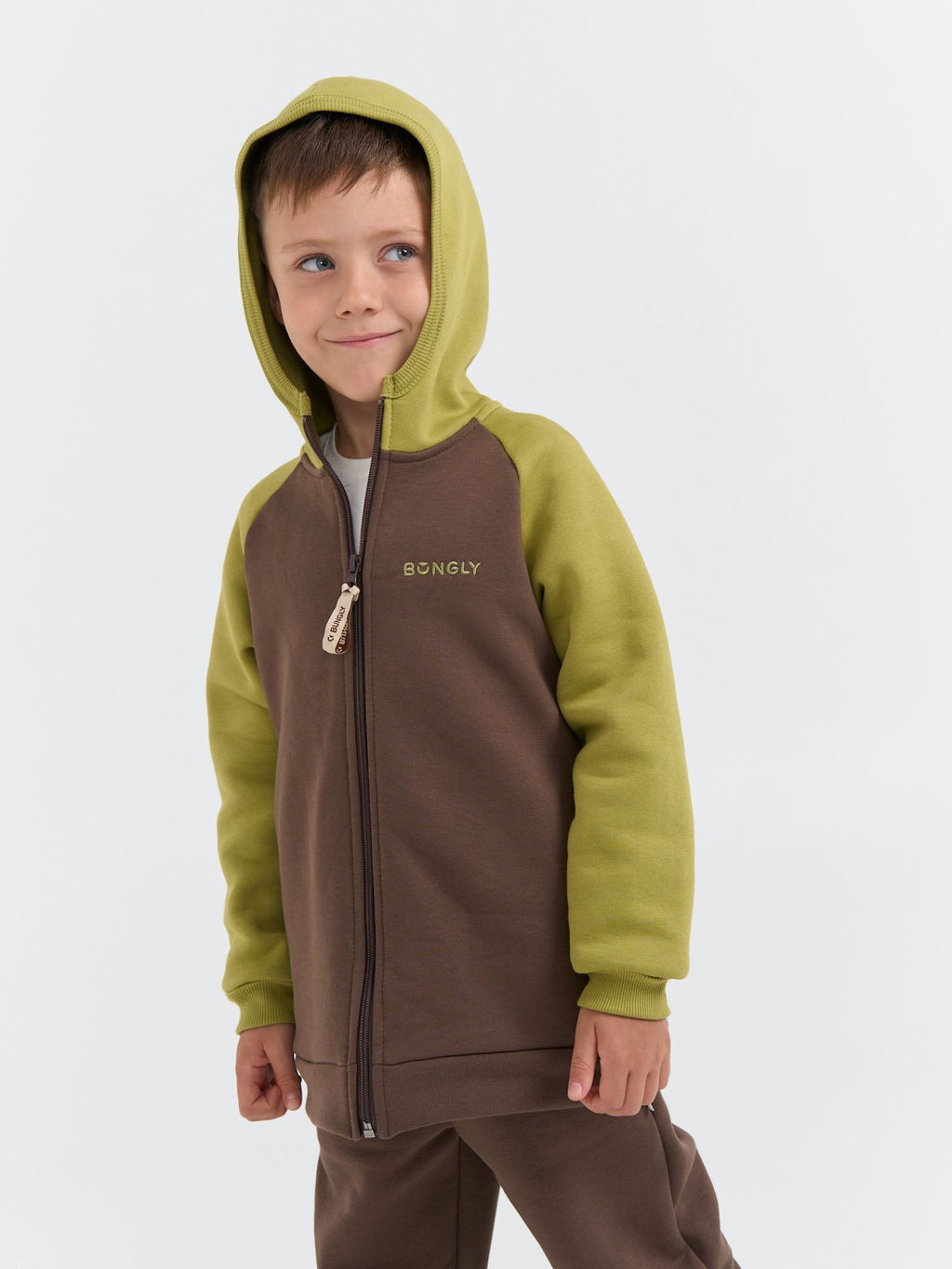 Толстовка Колор блок Шоколад утепленная