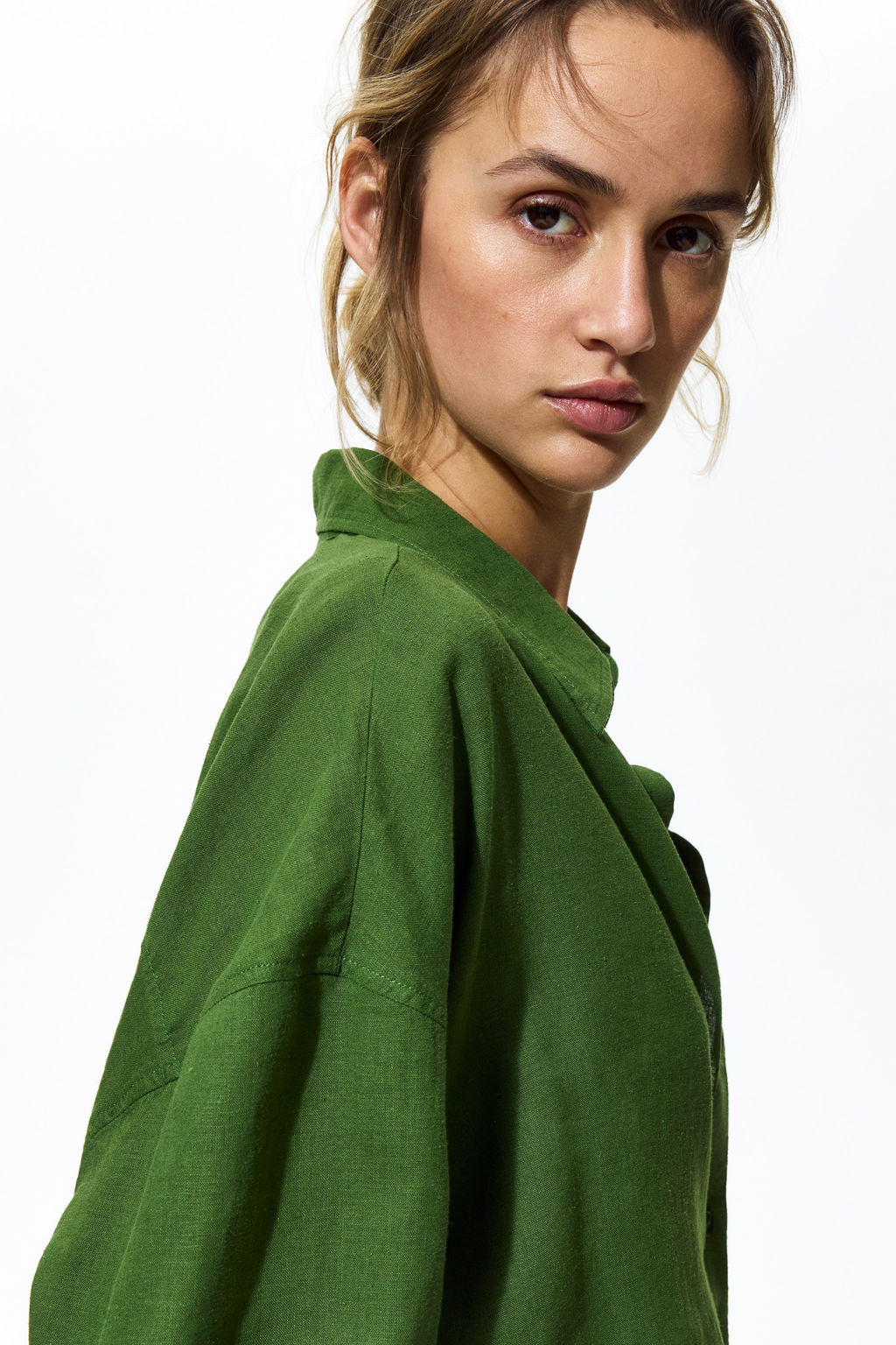 Camisa oversize en mezcla de lino - H&m фото 7