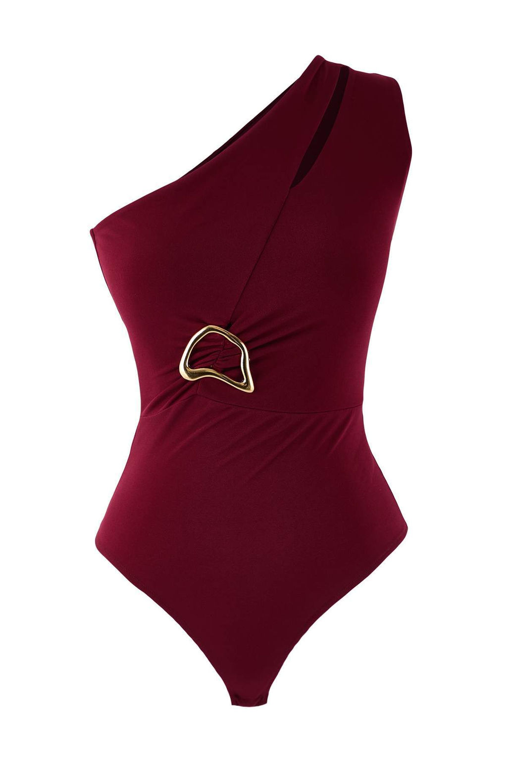 Bordo Asimetrik Yaka Alt?n Aksesuarl? Orme Party Y?lbas? Body TPRAW26BD00006