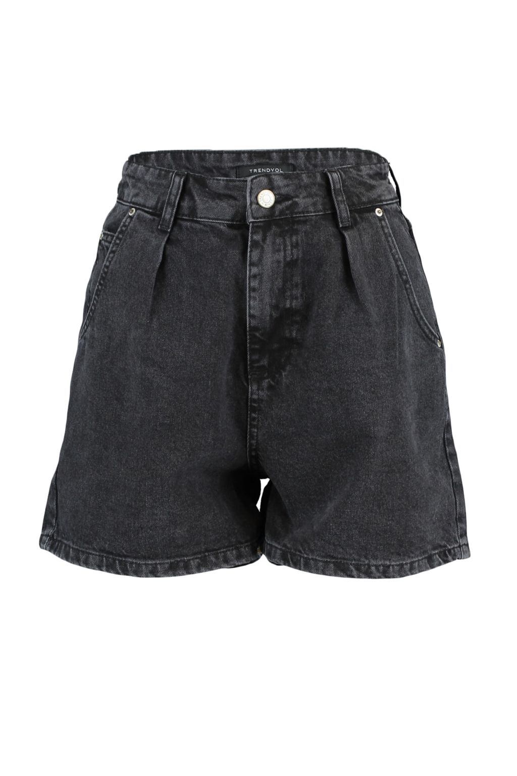 TRENDYOLMILLA Mavi More Sustainable Pileli Yuksek Bel Denim Sort TWOSS20SR0129  фото 7