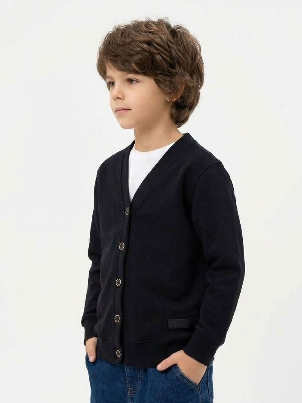 Кардиган на пуговицах 22-1757 черный - Mini maxi фото 4