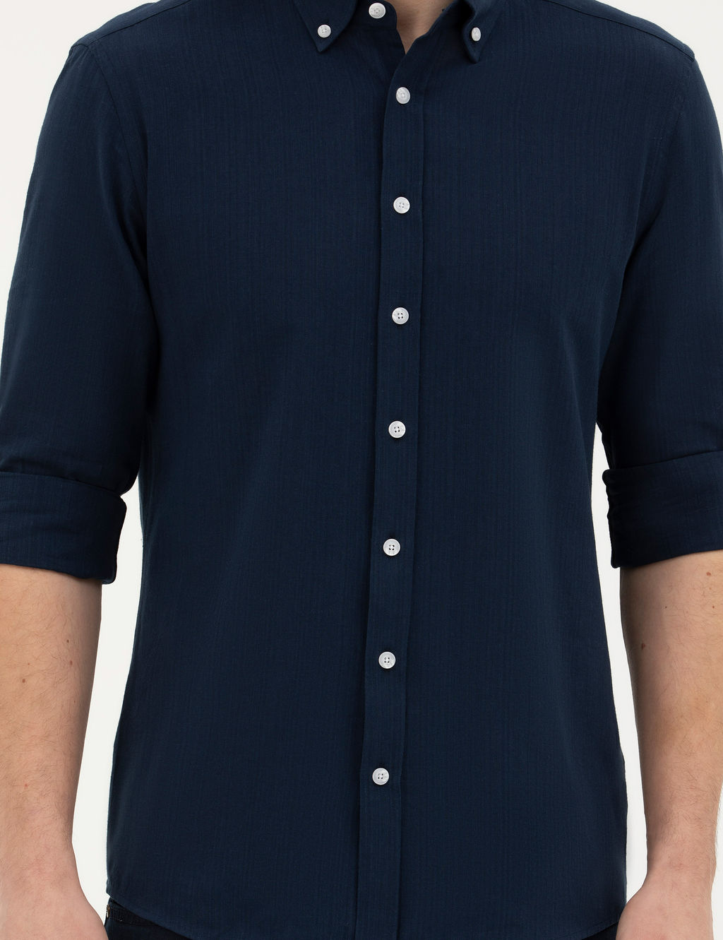 Lacivert Slim Fit Uzun Kollu G_mlek