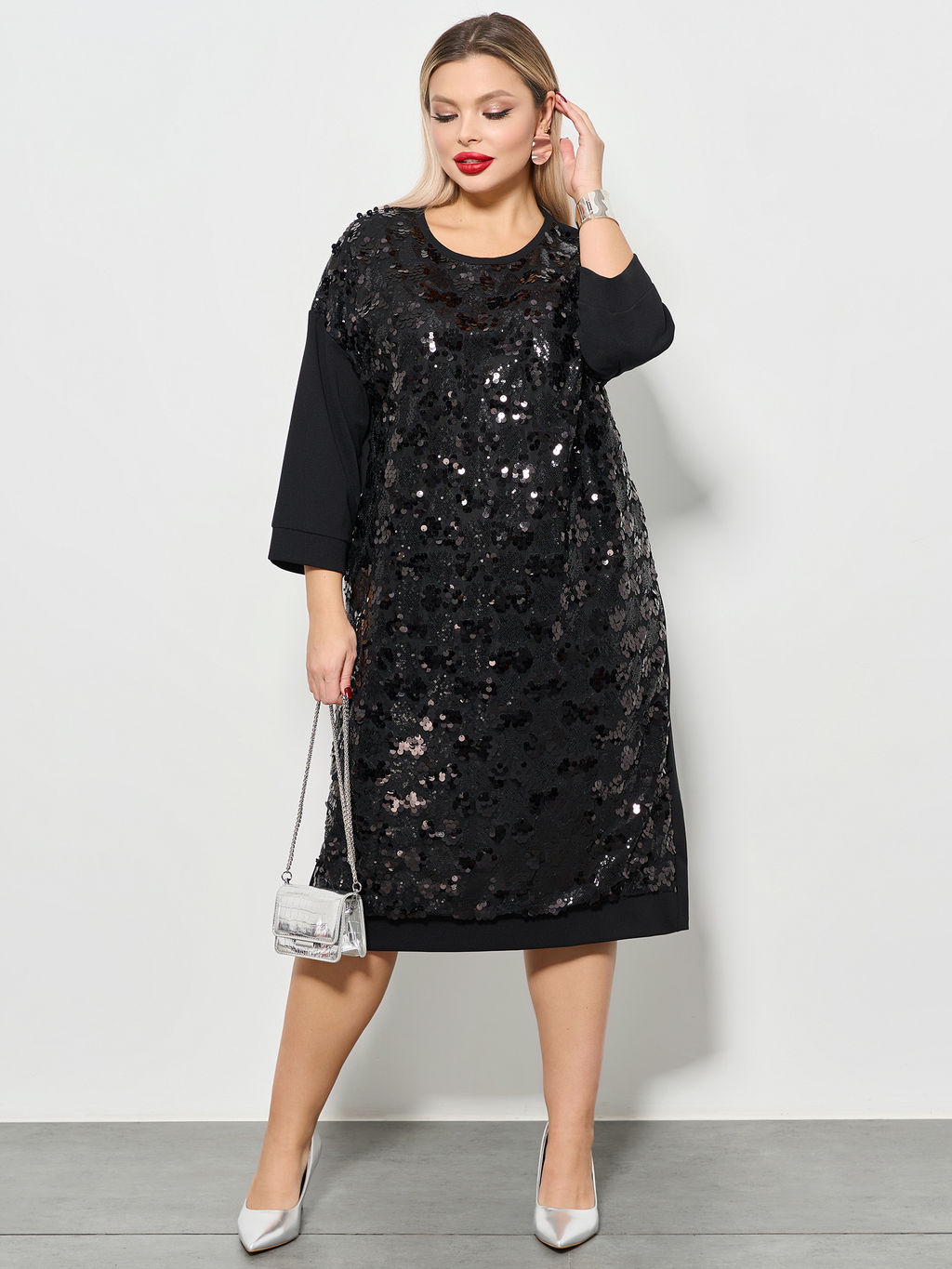 Платье 0125-8а чёрный кристалл