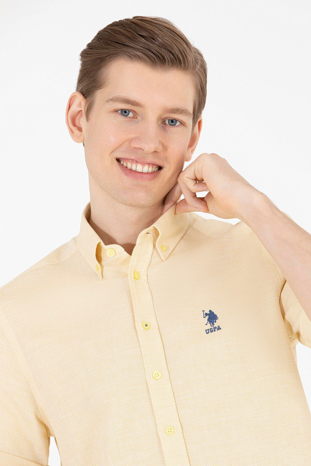 U. S. Polo Assn / Мужская светло-желтая рубашка с коротким рукавом - U.s. polo assn фото 16