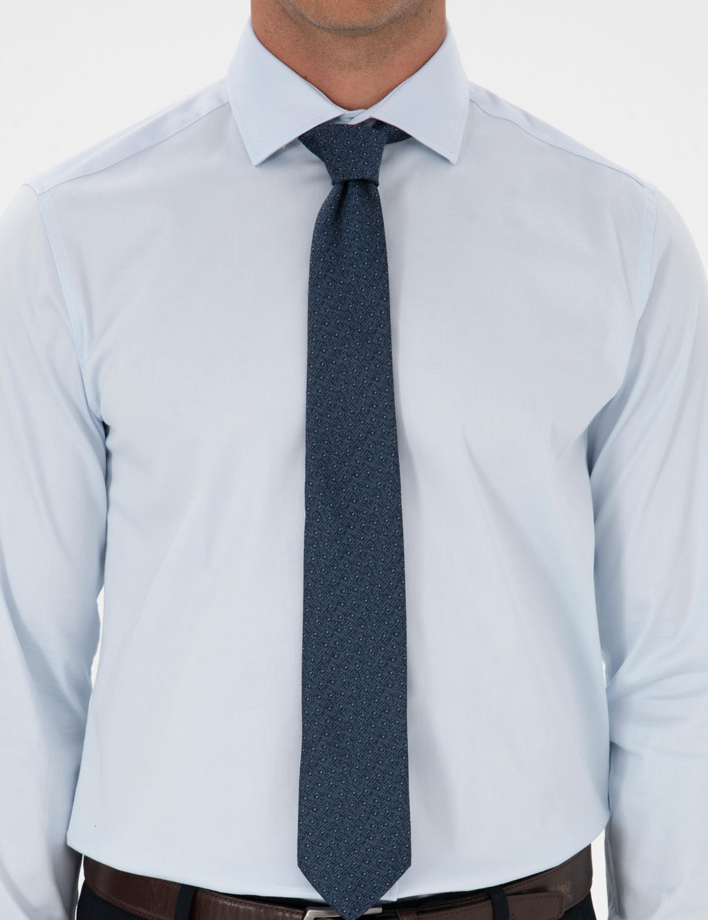 A__k Mavi Slim Fit Uzun Kollu Basic G_mlek