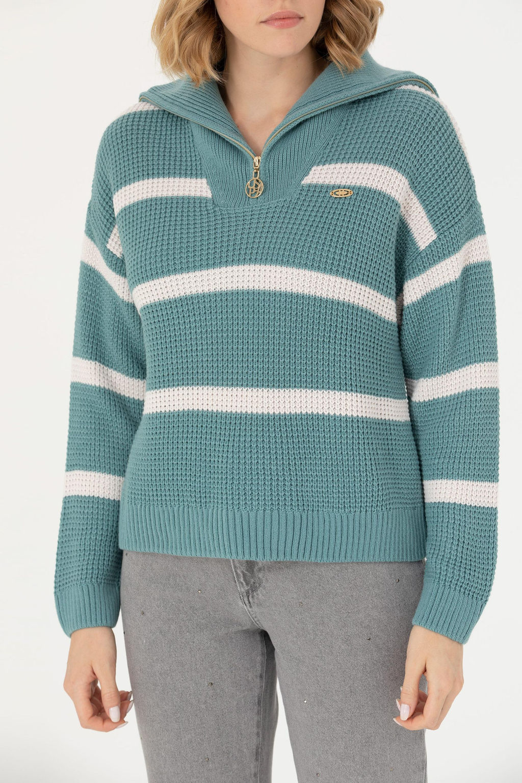 U. S. Polo Assn Женский мятный свитер с v-образным вырезом - U.s. polo assn фото 20