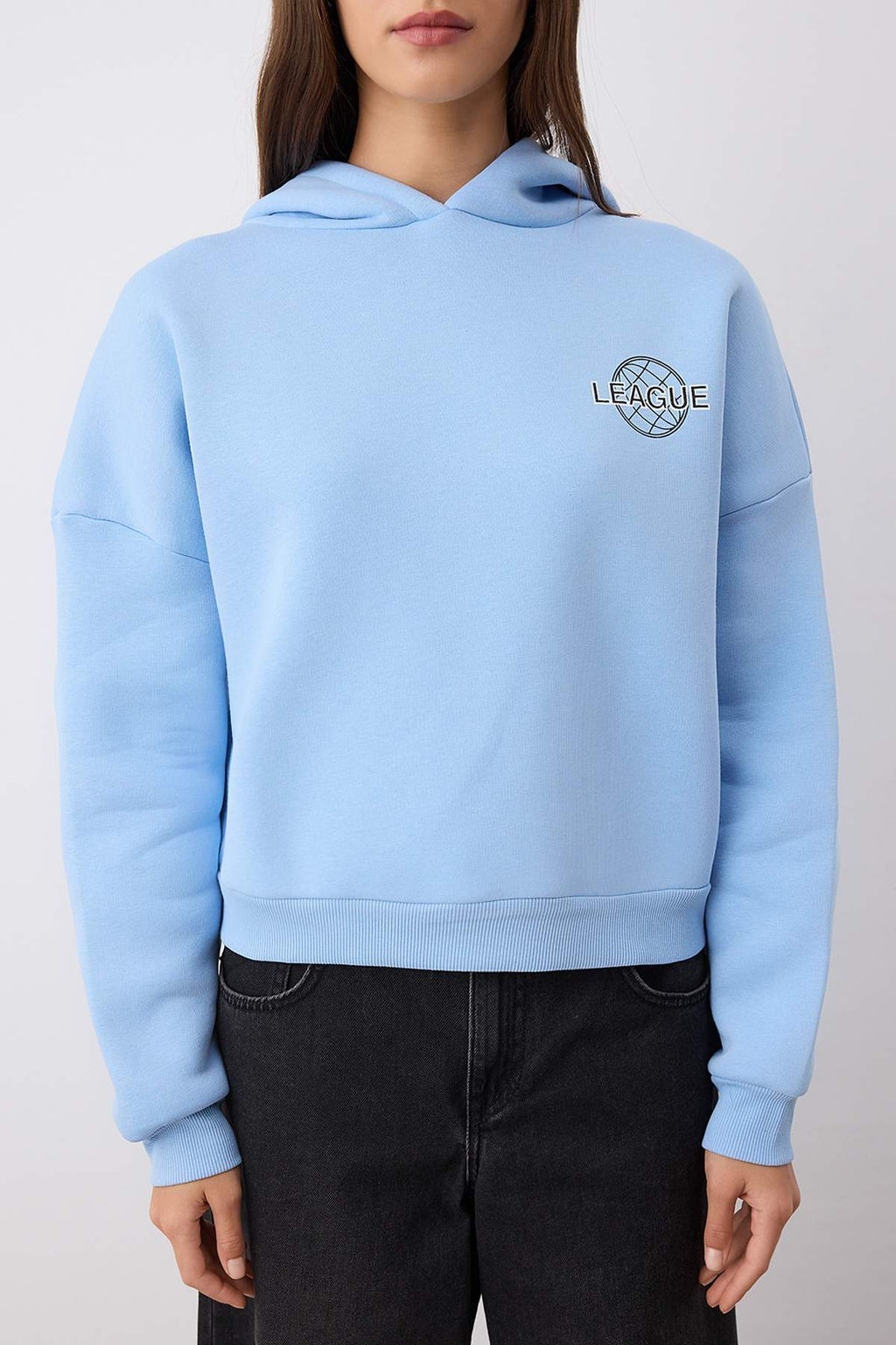 TRENDYOLMILLA Bordo S?rt Bask? Detayl? Kapusonlu Kal?n Ici Polarl? Orme Sweatshirt TWOAW22SW0711  фото 12